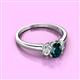3 - Gemma 7x5 mm Oval Cut London Blue Topaz and Lab Grown Diamond Trellis Three Stone Engagement Ring 