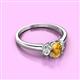 3 - Gemma 7x5 mm Oval Cut Citrine and Lab Grown Diamond Trellis Three Stone Engagement Ring 