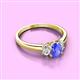 3 - Gemma 7x5 mm Oval Cut Tanzanite and Lab Grown Diamond Trellis Three Stone Engagement Ring 