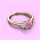 3 - Gemma 7x5 mm Oval Cut Pink Sapphire and Lab Grown Diamond Trellis Three Stone Engagement Ring 