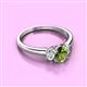 3 - Gemma 7x5 mm Oval Cut Peridot and Lab Grown Diamond Trellis Three Stone Engagement Ring 