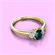 3 - Gemma 7x5 mm Oval Cut London Blue Topaz and Lab Grown Diamond Trellis Three Stone Engagement Ring 