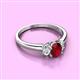 3 - Gemma 7x5 mm Oval Cut Ruby and Lab Grown Diamond Trellis Three Stone Engagement Ring 