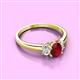 3 - Gemma 7x5 mm Oval Cut Ruby and Lab Grown Diamond Trellis Three Stone Engagement Ring 