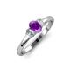 4 - Gemma 7x5 mm Oval Cut Amethyst and Lab Grown Diamond Trellis Three Stone Engagement Ring 