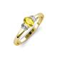 4 - Gemma 7x5 mm Oval Cut Yellow Sapphire and Lab Grown Diamond Trellis Three Stone Engagement Ring 