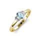 4 - Gemma 7x5 mm Oval Cut Aquamarine and Lab Grown Diamond Trellis Three Stone Engagement Ring 