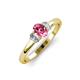 4 - Gemma 7x5 mm Oval Cut Pink Tourmaline and Lab Grown Diamond Trellis Three Stone Engagement Ring 
