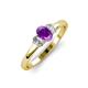 4 - Gemma 7x5 mm Oval Cut Amethyst and Lab Grown Diamond Trellis Three Stone Engagement Ring 