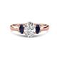 1 - Gemma 8x6 mm Oval Cut Lab Grown Diamond and Blue Sapphire Trellis Three Stone Engagement Ring 