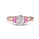 1 - Gemma 8x6 mm Oval Cut Lab Grown Diamond and Pink Sapphire Trellis Three Stone Engagement Ring 