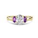 1 - Gemma 8x6 mm Oval Cut Lab Grown Diamond and Amethyst Trellis Three Stone Engagement Ring 