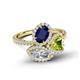 6 - Sienna 3.28 ctw Multi Shape Oval Created Blue Sapphire, Heart Peridot & Marquise Lab Grown Diamond Three Stone Engagement Ring 