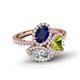 6 - Sienna 3.28 ctw Multi Shape Oval Created Blue Sapphire, Heart Peridot & Marquise Lab Grown Diamond Three Stone Engagement Ring 