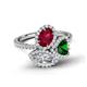 6 - Sienna 3.51 ctw Multi Shape Oval Created Ruby, Heart Created Emerald & Marquise Lab Grown Diamond Three Stone Engagement Ring 