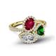 6 - Sienna 3.51 ctw Multi Shape Oval Created Ruby, Heart Created Emerald & Marquise Lab Grown Diamond Three Stone Engagement Ring 