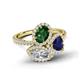 6 - Sienna 3.18 ctw Multi Shape Oval Created Emerald, Heart Red Garnet & Marquise Lab Grown Diamond Three Stone Engagement Ring 