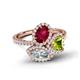 6 - Sienna 3.71 ctw Multi Shape Oval Created Ruby, Heart Peridot & Marquise Lab Grown Diamond Three Stone Engagement Ring 
