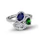 6 - Sienna 3.28 ctw Multi Shape Oval Created Blue Sapphire, Heart Created Emerald & Marquise Lab Grown Diamond Three Stone Engagement Ring 
