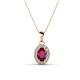 1 - Davina 6x4 mm Oval Cut Rhodolite Garnet and Round Diamond Accent Halo Pendant Necklace 
