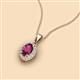 2 - Davina 6x4 mm Oval Cut Rhodolite Garnet and Round Diamond Accent Halo Pendant Necklace 
