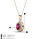 3 - Davina 6x4 mm Oval Cut Rhodolite Garnet and Round Diamond Accent Halo Pendant Necklace 