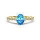 1 - Renea 1.12 ctw Blue Topaz Oval cut (7x5 mm) With accented Diamonds Engagement Ring  
