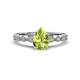 1 - Renea 1.07 ctw Peridot Pear Shape (8x5 mm) With accented Diamonds Engagement Ring 