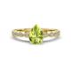 1 - Renea 1.07 ctw Peridot Pear Shape (8x5 mm) With accented Diamonds Engagement Ring 
