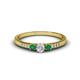 1 - Tresu Diamond and Emerald Three Stone Ring  