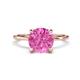 1 - Morgan 2.00 ctw Center Created Pink Sapphire with Prong Studded Natural Diamond Solitaire Plus Engagement Ring 