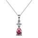 1 - Zaila Pear Shape Rhodolite Garnet and Round Natural Diamond Two Stone Pendant 