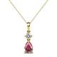 1 - Zaila Pear Shape Rhodolite Garnet and Round Natural Diamond Two Stone Pendant 