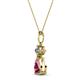 2 - Zaila Pear Shape Rhodolite Garnet and Round Natural Diamond Two Stone Pendant 