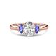 1 - Gemma 8x6 mm Oval Cut Lab Grown Diamond and Tanzanite Trellis Three Stone Engagement Ring 