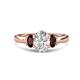 1 - Gemma 8x6 mm Oval Cut Lab Grown Diamond and Red Garnet Trellis Three Stone Engagement Ring 