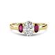 1 - Gemma 8x6 mm Oval Cut Lab Grown Diamond and Rhodolite Garnet Trellis Three Stone Engagement Ring 