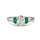 1 - Gemma 8x6 mm Oval Cut Lab Grown Diamond and Emerald Trellis Three Stone Engagement Ring 
