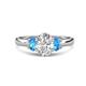 1 - Gemma 8x6 mm Oval Cut Lab Grown Diamond and Blue Topaz Trellis Three Stone Engagement Ring 