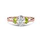 1 - Gemma 8x6 mm Oval Cut Lab Grown Diamond and Peridot Trellis Three Stone Engagement Ring 