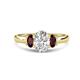 1 - Gemma 8x6 mm Oval Cut Lab Grown Diamond and Red Garnet Trellis Three Stone Engagement Ring 