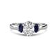 1 - Gemma 8x6 mm Oval Cut Lab Grown Diamond and Blue Sapphire Trellis Three Stone Engagement Ring 