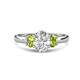 1 - Gemma 8x6 mm Oval Cut Lab Grown Diamond and Peridot Trellis Three Stone Engagement Ring 