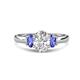 1 - Gemma 8x6 mm Oval Cut Lab Grown Diamond and Tanzanite Trellis Three Stone Engagement Ring 