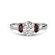1 - Gemma 8x6 mm Oval Cut Lab Grown Diamond and Red Garnet Trellis Three Stone Engagement Ring 