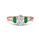 1 - Gemma 8x6 mm Oval Cut Lab Grown Diamond and Emerald Trellis Three Stone Engagement Ring 