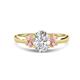 1 - Gemma 8x6 mm Oval Cut Lab Grown Diamond and Morganite Trellis Three Stone Engagement Ring 