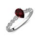 5 - Renea 1.22 ctw Red Garnet Pear Shape (8x5 mm) With accented Diamonds Engagement Ring 