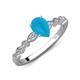 5 - Renea 0.57 ctw Turquoise Pear Shape (8x5 mm) With accented Diamonds Engagement Ring 