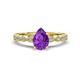 1 - Renea 0.77 ctw Amethyst Pear Shape (8x5 mm) With accented Diamonds Engagement Ring 